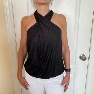 ⭐️ Shimmery Black cross over sleeveless top